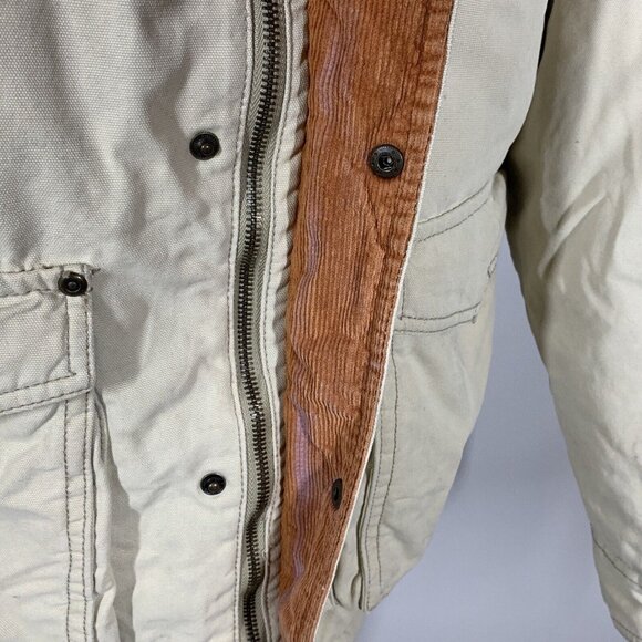 Wrangler Hero Men’s L Sherpa Lined Canvas Khaki Jacket Coat Distressed - Picture 9 of 16